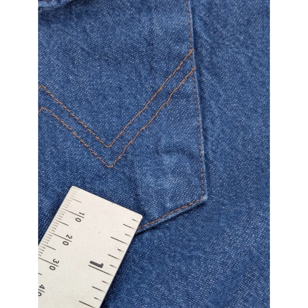 Wrangler Denim Western Shirt 2XL Blue Pearl Snap Buttons Cotton Midweight Wear